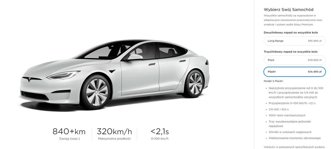 Odświeżenie Tesla Model S zadebiutowało. Wydania Plaid wgniatają w fotel