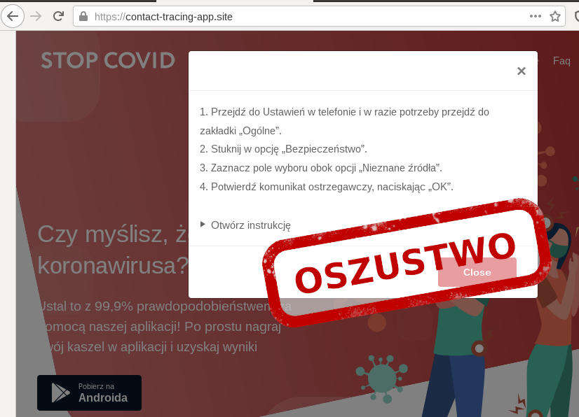 Uważajcie na fałszywą aplikację ProteGO Safe!