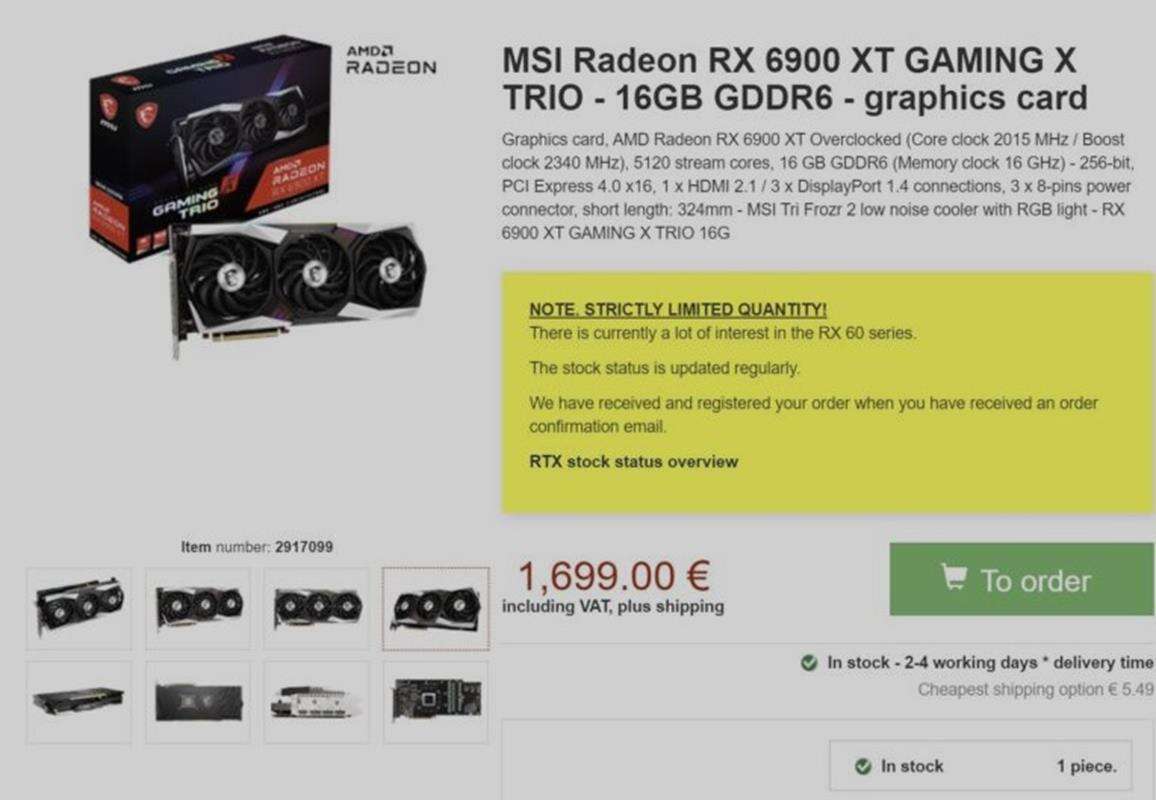Cena Radeon RX 6900 XT GAMING X od MSI nieco powala