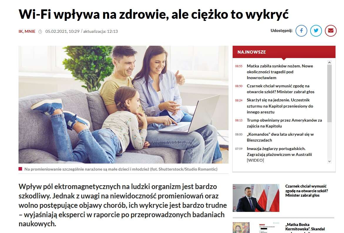 [Aktualizacja] TVP Info straszy siecią Wi-Fi. Foliarstwo w pełnej krasie