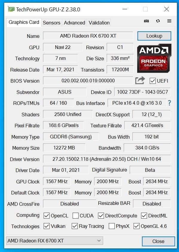 Test Asus Radeon RX 6700 XT ROG Strix OC