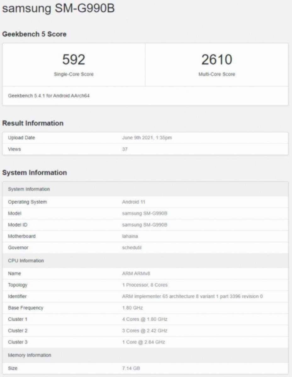Wyciek Galaxy S21 FE Samsunga w Geekbench