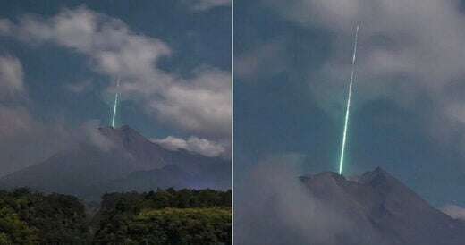 Nad wulkanem pojawiło się tajemnicze zielone światło. Być może wiemy, skąd się wzięło