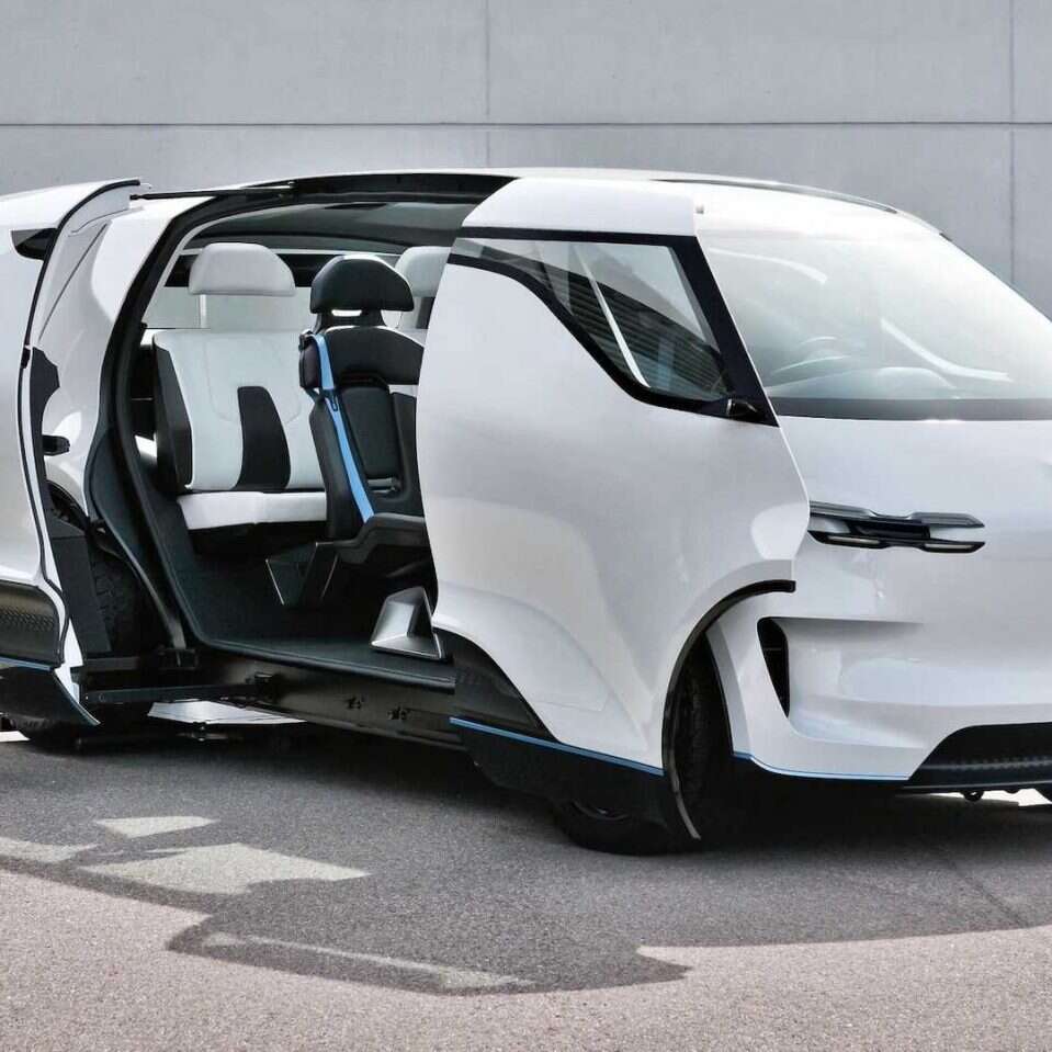 wnętrze elektrycznego vana Porsche Vision Renndienst, Porsche Vision Renndienst, Vision Renndienst, wnętrze Porsche Vision Renndienst