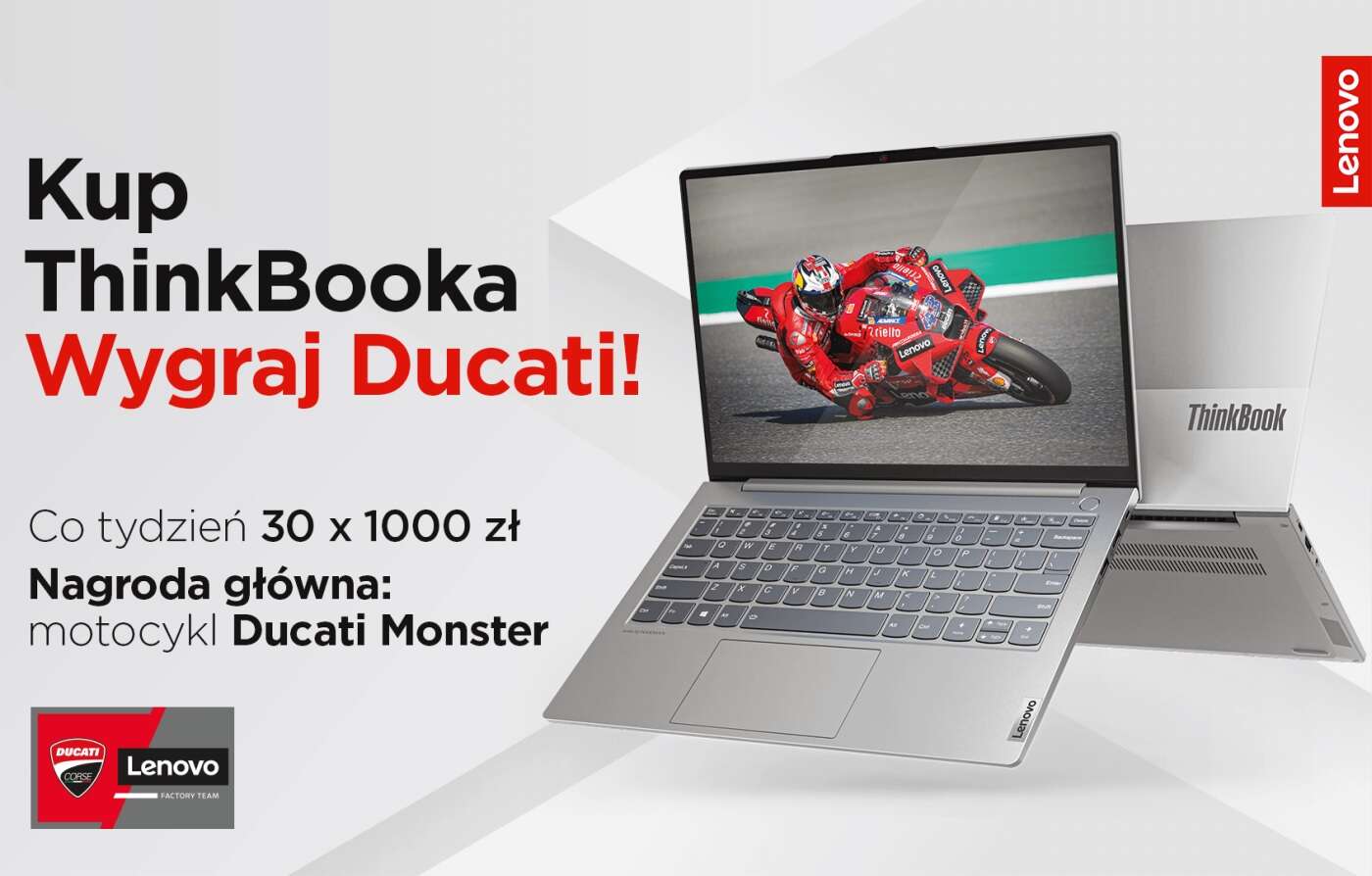Kup komputer Lenovo ThinkBook i wygraj motocykl Ducati Monster. Brzmi uczciwie!
