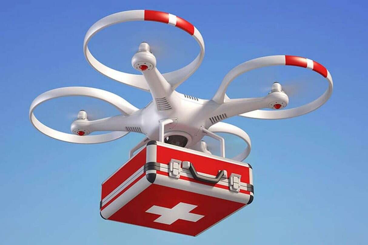 Drony z defibrylatorami, dron, defibrylator, AED