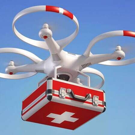 Drony z defibrylatorami, dron, defibrylator, AED