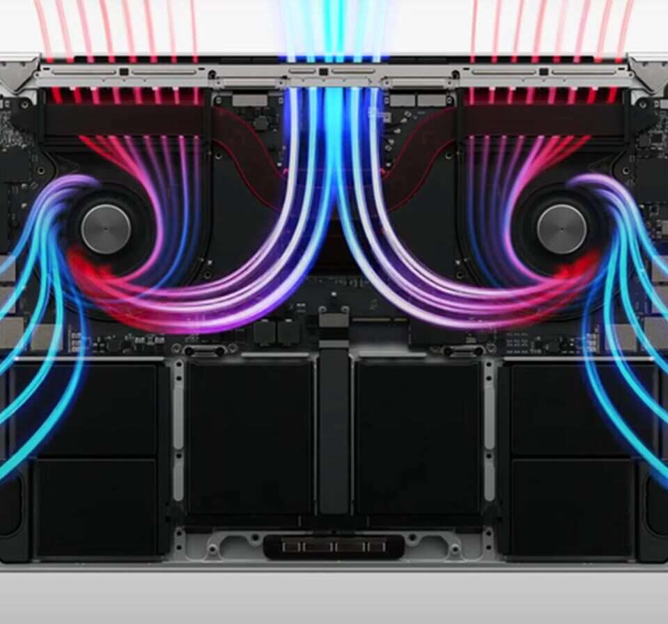 System chłodzenia MacBook Pro 2021, System chłodzenia MacBook Pro, System chłodzenia MacBook