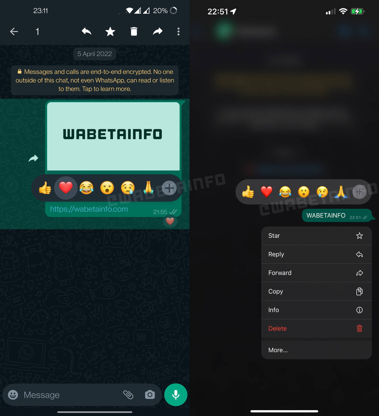 WhatsApp w wersji beta daje już dostęp do wszystkich emoji w reakcjach