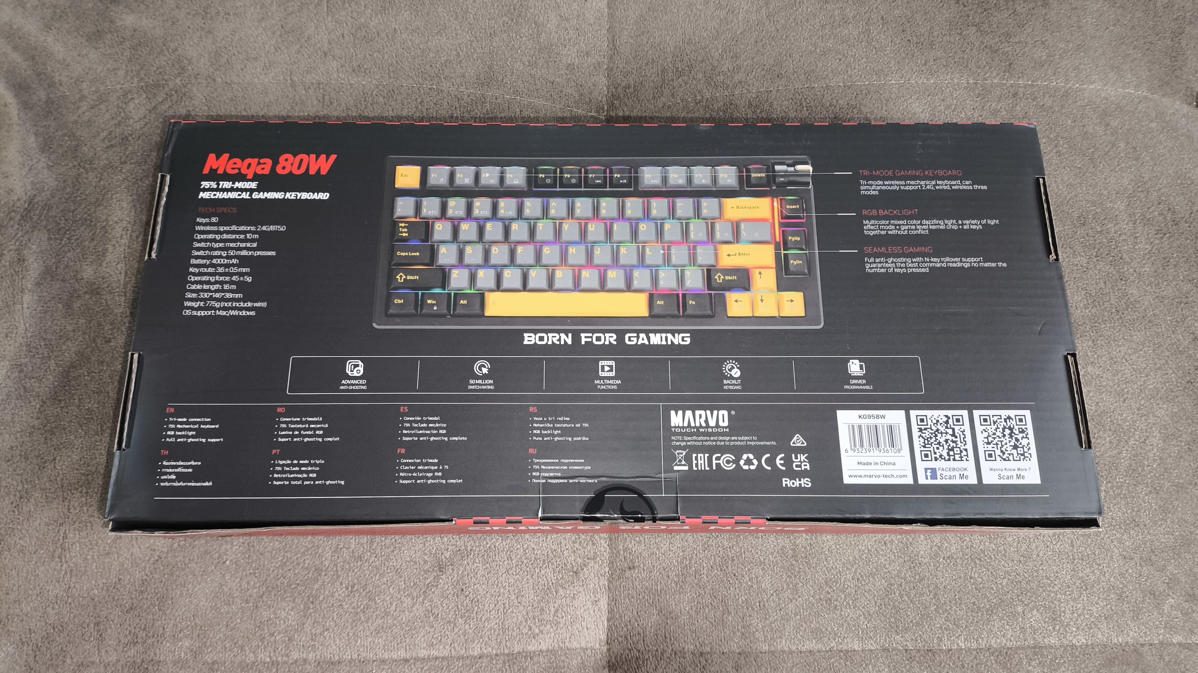 Marvo KG598W Meqa 80W - test klawiatury. Kolorowo, dobrze i tanio