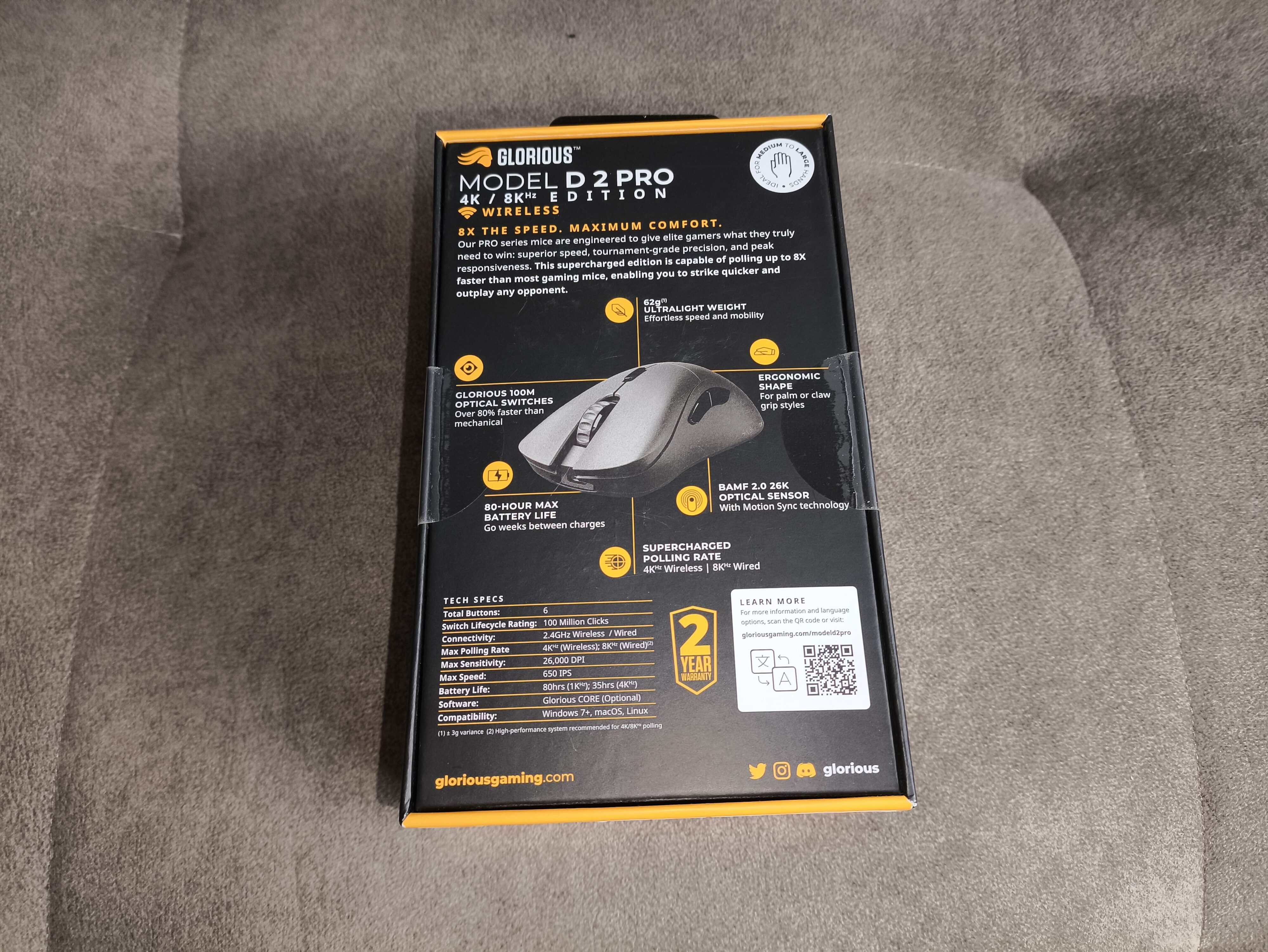 Glorious Model D2 Pro (4K/8KHz Edition) - test myszki