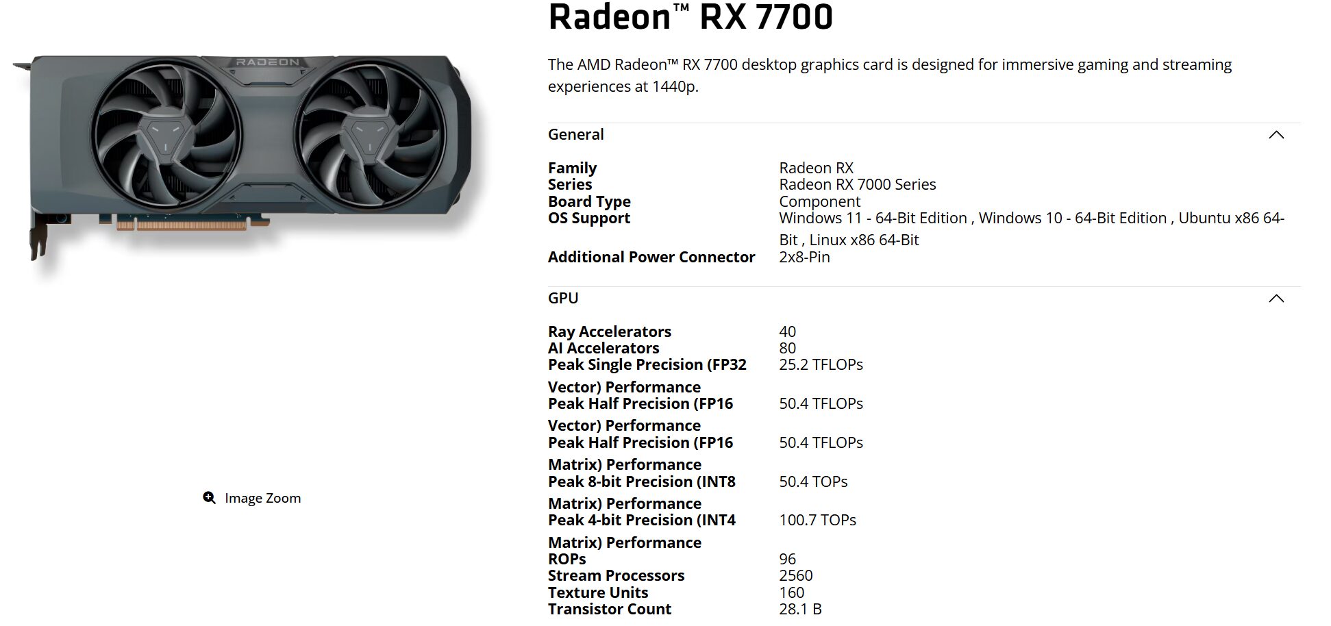 AMD prezentuje Radeona RX 7700 z 2560 rdzeniami i 16 GB pamięci