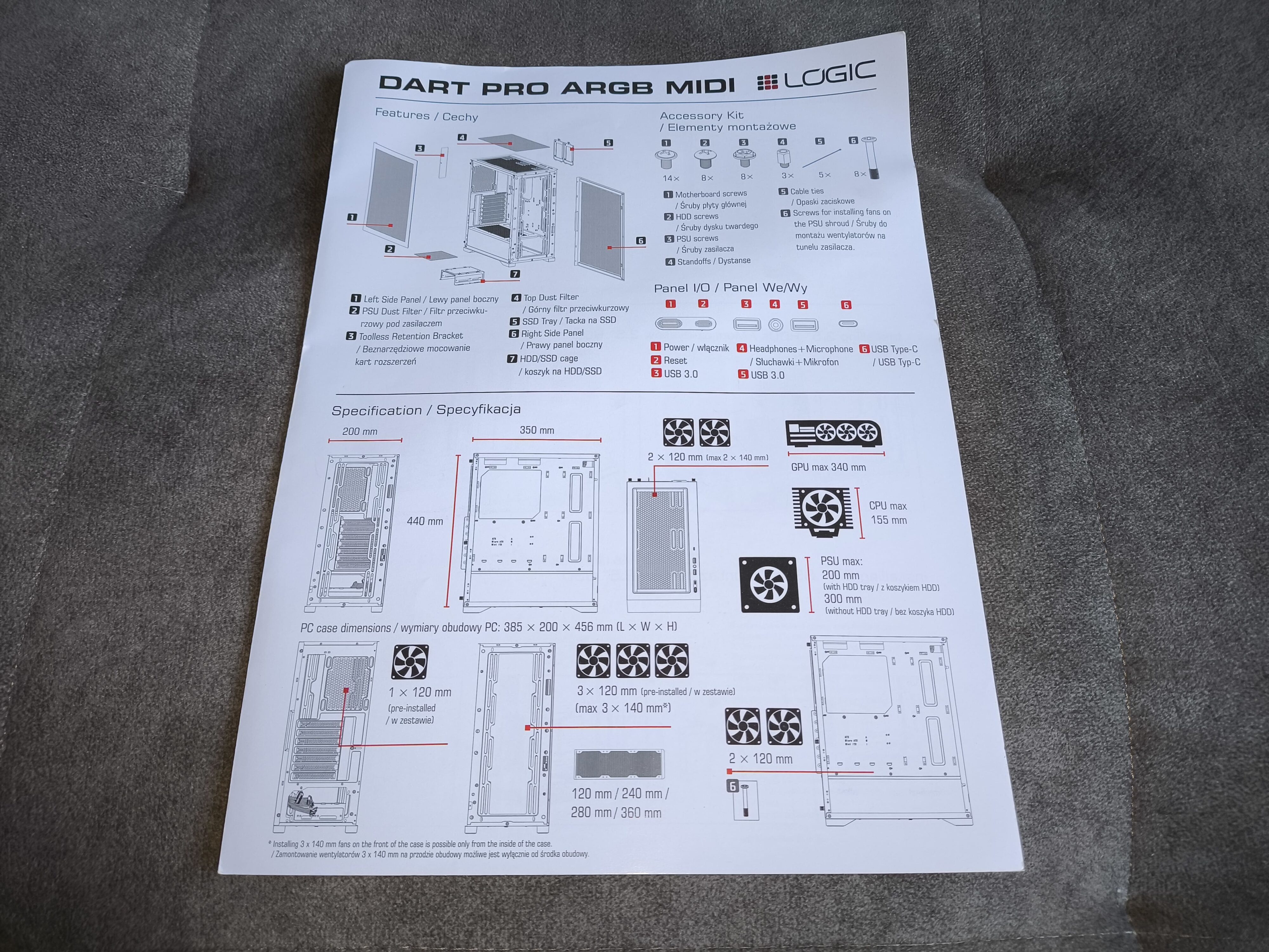 Logic Dart Pro Midi ARGB - test obudowy. Jest przewiewnie i do tego względnie tanio