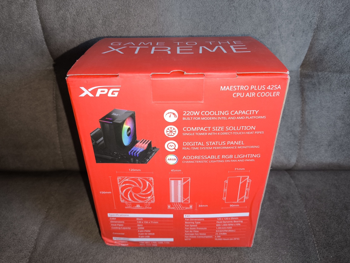 XPG Maestro Plus 42SA – test chłodzenia. Budżetowo i mało wydajnie. Ale za to z wyświetlaczem i ARGB na wyposażeniu