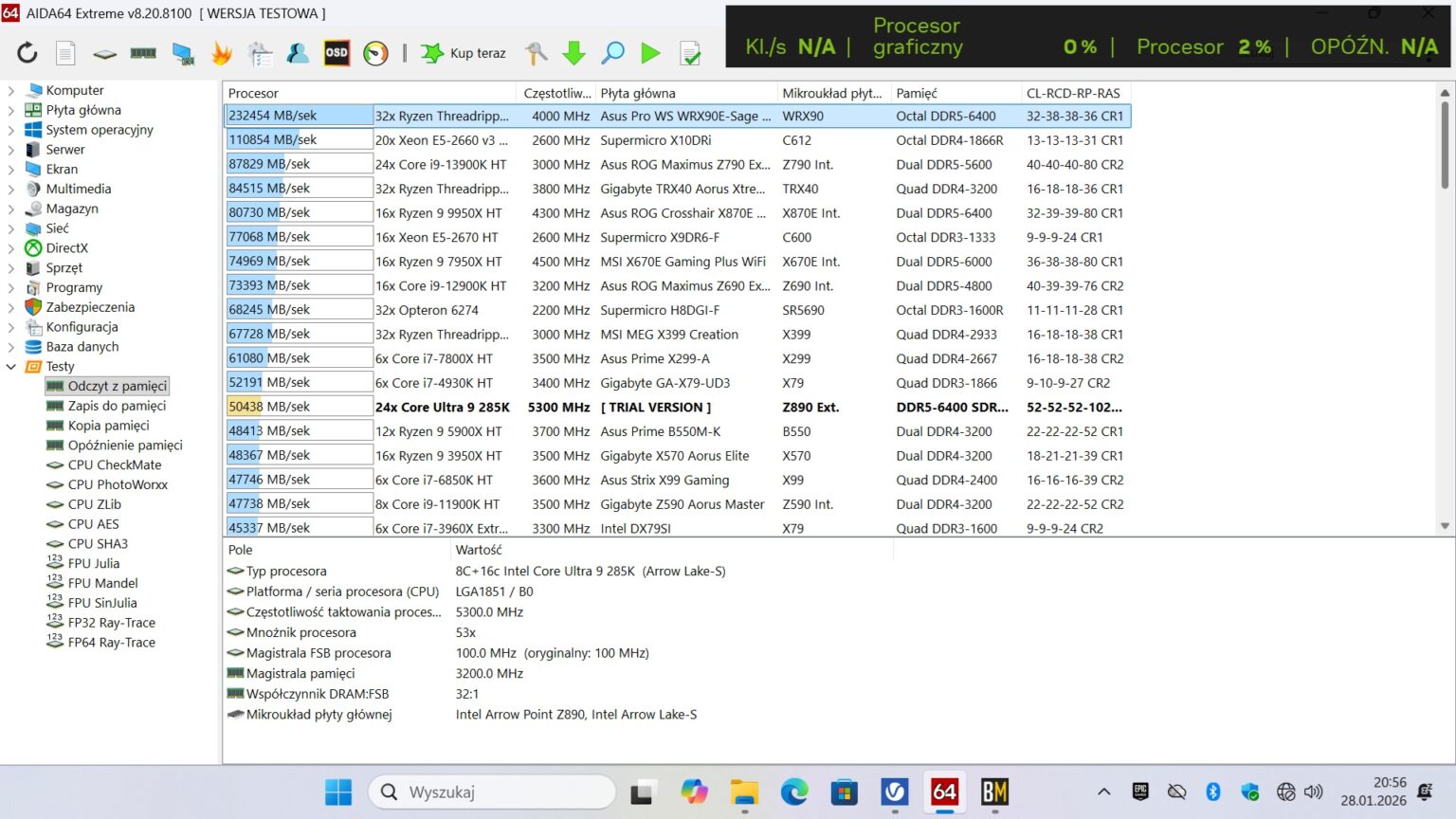 DDR5 Patriot Signature Premium 32 GB 6400 MT/s CL52 - test pamięci RAM typu CUDIMM. Moduły nie na każdą platformę