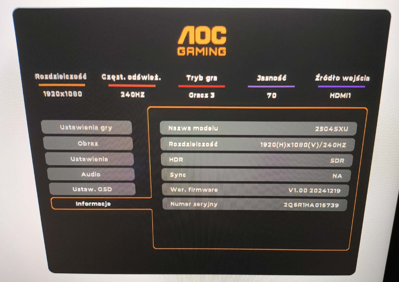 AOC 25G4SXU - test monitora. Matryca 300 Hz w standardzie