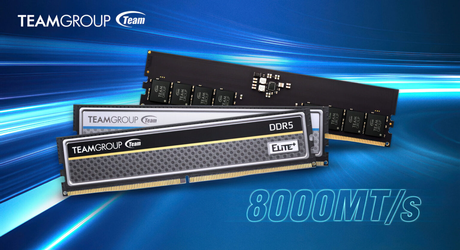 Moduły RAM TeamGroup Elite DDR5 osiągają taktowanie 8000 MT/s przy napięciu 1.1 V działając przy tym natywnie na platformach Intel i AMD bez potrzeby włączania profili EXPO / XMP