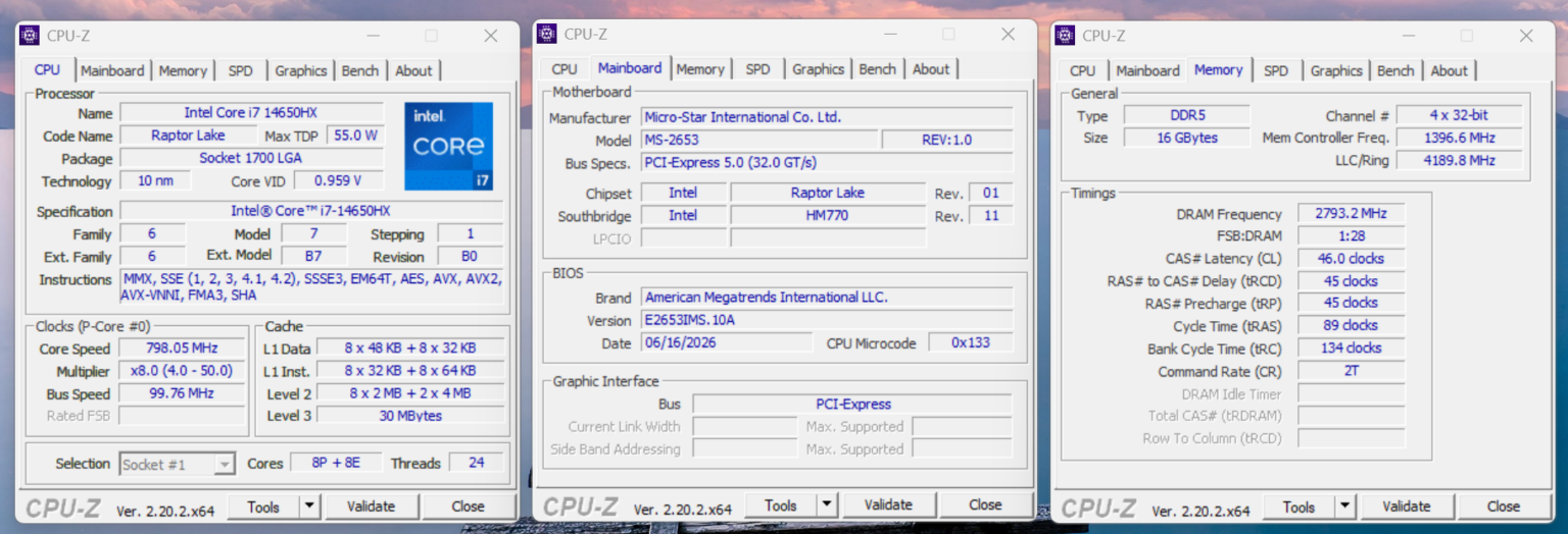 MSI Crosshair 16 HX E14W (Core i7-14650H + RTX 5060 115W) - test laptopa