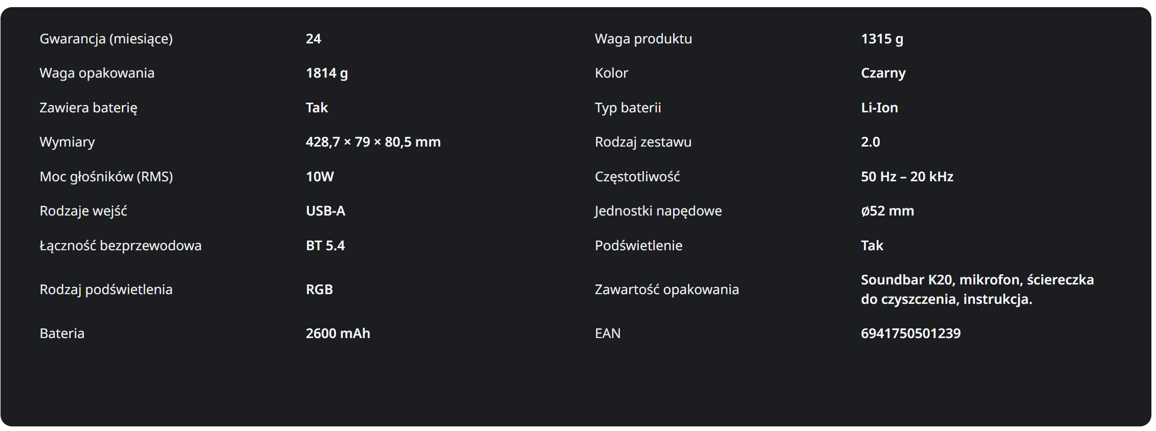MCHOSE K20 Pro - recenzja kompaktowego soundbara bluetooth