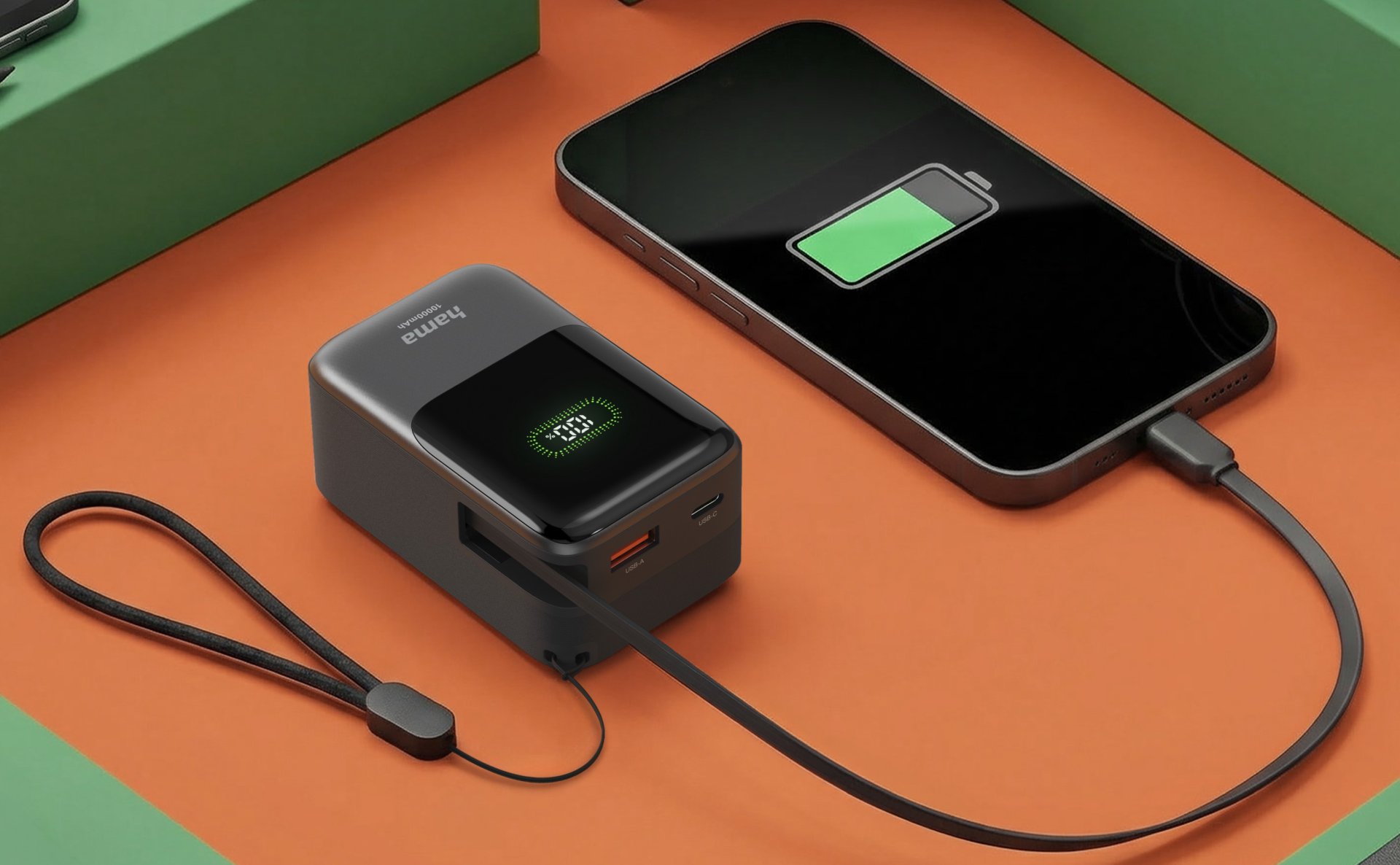 Rozwija się jak język kameleona! - Nowy Power pack Hama Roll Up 10000 mAh z wbudowanym kablem